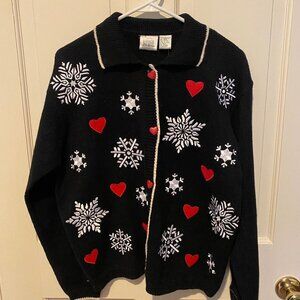 Jason Maxwell Snowman/Snowflake Embroidered Sweater LARGE